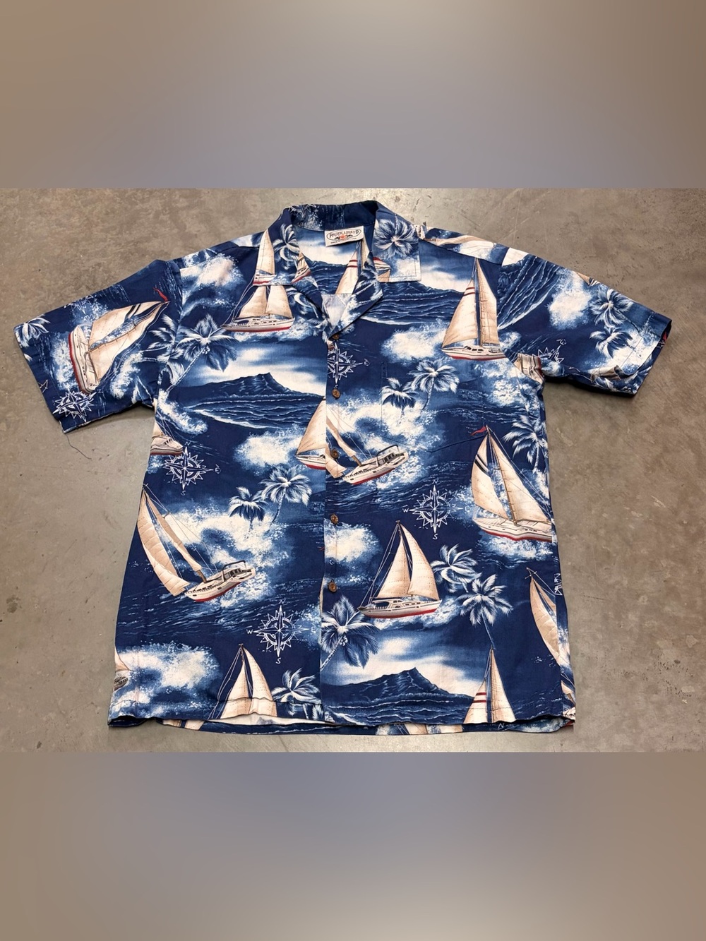Men's Sailboat Print Short-Sleeve Button-Down Shirt - Blue